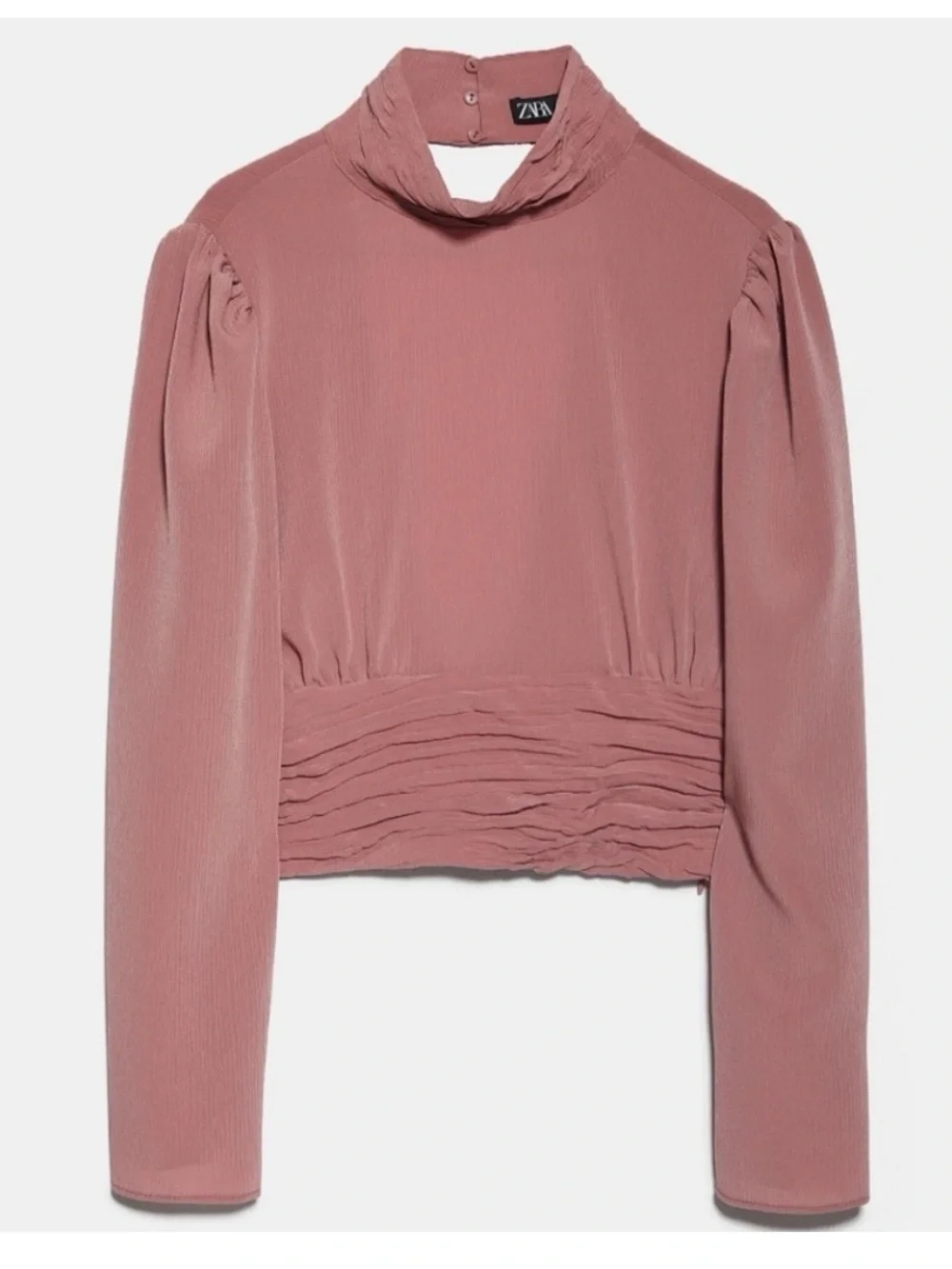 NWT Zara High Collar Blouse with Puff Sleeves size Medium